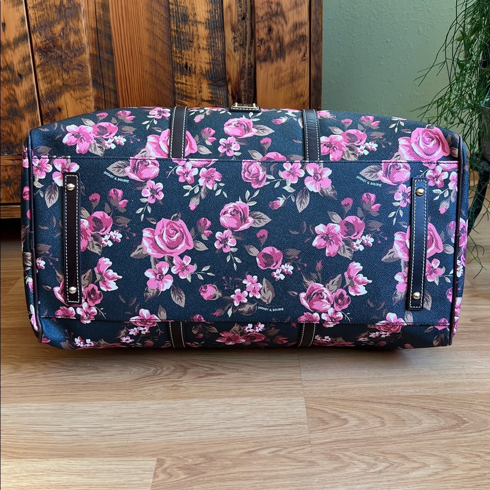 Dooney & Bourke - Black Cabbage Rose Duffle Travel Weekend Bag - Large - Picture 10 of 16